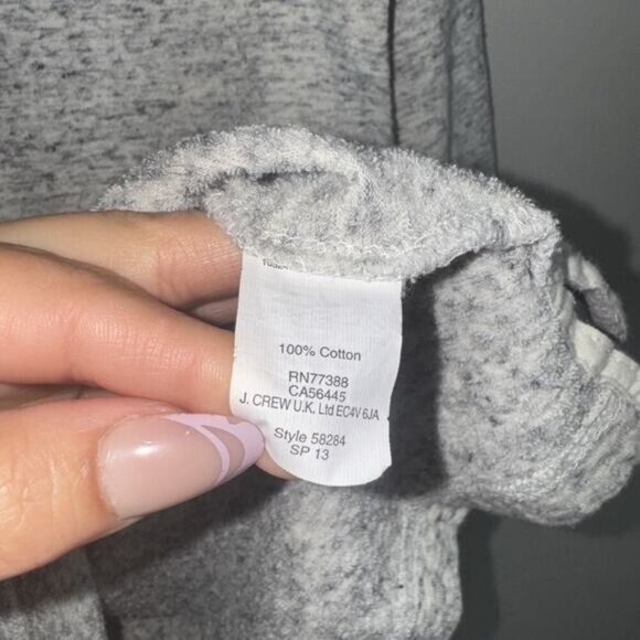 J. Crew Woman’s Gray Cotton Terry Sweater Crewneck 3/4 Sleeve Sz S Style 58284 - Picture 6 of 6